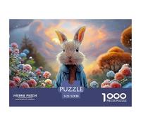 Bunny in A Blue Coat Peter Rabbit Standing 1000 Pièces Carton Extra-épais Puzzle Bunny Stimulant Et Éducatif Jeu Familial Puzzles Cadeaux pour La Famille Et Les Amis 52x38cm/1000pcs