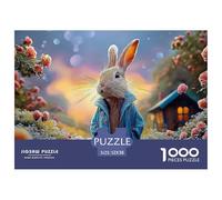 Bunny in A Blue Coat Peter Rabbit Standing 1000 Pièces Carton Extra-épais Puzzle Rabbit Stimulant Et Éducatif Jeu Familial Puzzles Cadeaux pour La Famille Et Les Amis 52x38cm/1000pcs