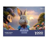 Bunny in A Blue Coat Peter Rabbit Standing 1000 Pièces Carton Premium Coffret De Puzzles Bunny Extrêmement Difficile Défi Unique Puzzles pour La Décoration Intérieure 52x38cm/1000pcs