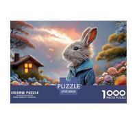 Bunny in A Blue Coat Peter Rabbit Standing 1000 Pièces Carton Premium Coffret De Puzzles Rabbit Extrêmement Difficile Défi Unique Puzzles pour La Décoration Intérieure 38x26cm/1000pcs