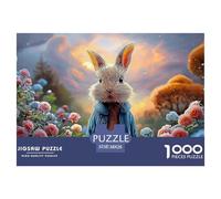 Bunny in A Blue Coat Peter Rabbit Standing 1000 Pièces Carton Premium Puzzle À Faire Soi-même Bunny Stimulant Et Éducatif Jouet D'anniversaire Puzzles Cadeaux Pour La Famille Et Les Amis 38x26cm/1000p
