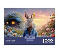 Bunny in A Blue Coat Peter Rabbit Standing 1000 Pièces Carton Premium Puzzle À Faire Soi-même Bunny Stimulant Et Éducatif Jouet d'anniversaire Puzzles pour La Décoration Intérieure 70x50cm/1000pcs