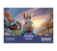 Bunny in A Blue Coat Peter Rabbit Standing 1000 Pièces Puzzle en Papier Écologique Puzzle Rabbit Extrêmement Difficile Jeu Créatif Puzzles pour Adultes Et Enfants 52x38cm/1000pcs