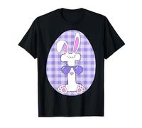 Bunny Lettre I Initiale Vichy Lunettes de Soleil Violet Graphique T-Shirt