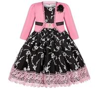 BUNNY LULU Robe pour Filles à épaule inclinée pour Demoiselle d'honneur, Princesse de Mariage, nœud d'anniversaire pour Enfants, soirée de Bal de fête de Boule（Rose, 4-5 Ans）