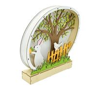 Bunny Night Light Ornement - Pâques en bois Décor d'éclairage de lapin, figure de lapin à LED rustique | Pièce maîtresse de lapin en bois, décoration de table de Pâques de printemps pour jardin, chamb