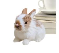 Bunny réaliste - Jouet Animal en Peluche de Simulation de Lapin en Peluche | Cadeau de Baby Shower de la fête de Pâques | Décor Miniature du Jardin de fées pour Le Bureau de Chevet de Bureau