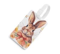 Bunny Rosette Étiquette de bagage mignonne et unique pour sac de voyage, étiquette d'identification de bagage, carte d'adresse et anneau rond durable, cadeau de voyage, essentiels d'aéroport, style