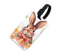 Bunny Rosette Étiquette de bagage mignonne et unique pour sac de voyage, étiquette d'identification de bagage, carte d'adresse et anneau rond durable, cadeau de voyage, essentiel à l'aéroport, style