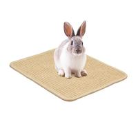 Bunny Scratch Pad, Natural Sisal Rug Chew Mat, 15.75x11.81x0.24 inches Cooling Cage Protector Toy for Chinchilla, Hamster, Guinea Pig, Hedgehog, Small Animal Bedding Floor Cover