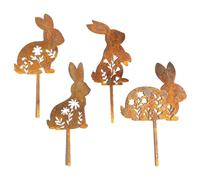 Bunny Stakes, Iron Art Bunny Planter Stakes for Outdoor Decor, Small Easter Flower Pot Stake, Cute Garden Yard Decorations for Plant Pots and Lawns, 7.87x4.72in