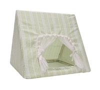 Bunny Teepee, Soft Washable Small Animal Bed Tent, 14.17x11.81 inch Chinchilla Cage Accessories, Chic Green White Design, Hamster Bed for Sleeping, Relaxing, Ferret