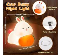Bunny Veilleuse Pour Enfants, Contrôle Tactile, En Silicone, Veilleuse Pour Bébé, Chambre D'enfant, Décoration De Chambre D'enfant, Lampe De Chevet En Silicone, Cadeau De Pâques Pour Enfants