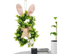 Bunny Wreath Garland - Artificial Spring Decor for Easter Party | Handmade Resin with Floral Touch, Cute Home Wall Ornament, Farmhouse Porch Accessory, Wedding Beach Fireplace Kitchen Decoration