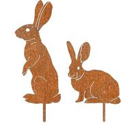 Bunny Yard Stakes, Bunny Garden Stake - Garden Stakes Yard Marque Bunny Pâques - 2x ornements de pelouse en fer, décoration intérieure extérieure, fournitures de décoration de fête de Pâques