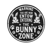 Bunny Zone Warning Vintage Round Decor Sign Plaque En Aluminium Rétro, Décoration Murale Vintage Pour Maison, Bar, Garage Et Ferme 20x20cm