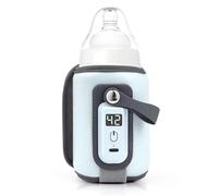 Bunnyboo Sac Chauffe-biberon portable USB, 5 niveaux de température réglable, s'adapte à la plupart des biberons, bleu, motif dessin animé, 1 pièce