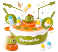 BunnyJOY Pêche à la Ligne Magnétique Montessori Dinosaure, Jeux Enfant 2 3 Ans, Jeu Educatif avec 2 Canne, pour Enfant 3 4 5 Ans, Jeu de Société pour Fille Garçon, 4 en 1