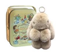 Bunnylulu Porte-clés en forme de lapin Lulu avec boîte exquise, porte-clés lapin en peluche, porte-clés lapin mignon en fourrure artificielle douce porte-clés de voiture porte-clés de sac à main,