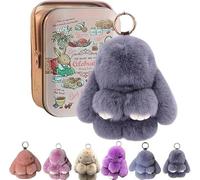 Bunnylulu Porte-clés en peluche lapin Lulu, mignon lapin avec boîte exquise, breloques à pompons en forme de lapin doux faits à la main, breloques lapin pour porte-clés de voiture, sac à main, Medium