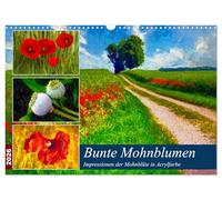 Bunte Mohnblumen - Impressionen der Mohnblüte in Acrylfarbe (Wandkalender 2026 DIN A3 quer), CALVENDO Monatskalender: Roter Klatschmohn auf allen Wegen
