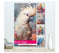 Bunte Vögel. Bezaubernde Papageien-Aquarelle (hochwertiger Premium Wandkalender 2026 DIN A2 hoch), Kunstdruck in Hochglanz: Gefiederte Schönheiten mit Charakter und Köpfchen