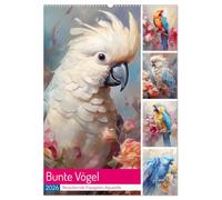 Bunte Vögel. Bezaubernde Papageien-Aquarelle (Wandkalender 2026 DIN A2 hoch), CALVENDO Monatskalender: Gefiederte Schönheiten mit Charakter und Köpfchen