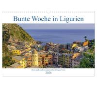 Bunte Woche in Ligurien (Wandkalender 2026 DIN A3 quer), CALVENDO Monatskalender: Eine Reise durch malerische Landschaften zu den gastlichen und märchenhaften Städtchen in Ligurien.