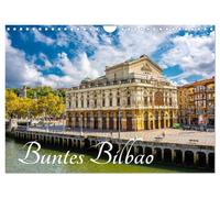 Buntes Bilbao (Wandkalender 2027 DIN A4 quer), CALVENDO Monatskalender: Bilbao, die farbenprächtige Großstadt, entfaltet entlang des Nervión-Flusses ... Brücken und immer neue besondere Ansichten.