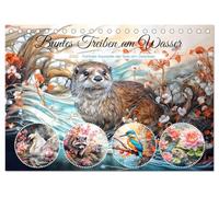 Buntes Treiben am Wasser - Fantasie Aquarelle der Tiere am Gewässer (Tischkalender 2026 DIN A5 quer), CALVENDO Monatskalender: Entdecke die Schönheit ... im Stil der japanischen Aquarellmalerei