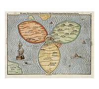 Bunting 1581 Map World Cloverleaf Jerusalem Unframed Wall Art Print Poster Home Decor Premium Carte Monde mur Affiche Accueil Déco