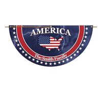 Bunting Flags, 25th Patriotic Outdoor Banner, Exterior Decoration with Grommets, Half Fan Bunting Flag Decorative Party Flag for Garden Yard Porch Patio Outdoor Gathering Home, 47.24x23.62x3.94 Inches