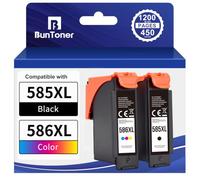 BunToner Cartouches compatibles PG-585XL CL-586XL Multipack Haute Capacité, Cartouche d'encre Noir et Couleur pour Imprimante Canon TS7650i TS7750i (2-Pack