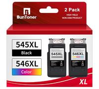 BunToner Cartouches d'imprimante compatibles PG-545XL CL-546XL pour Canon 545XL 546XL pour Canon PIXMA MG2450 MG2550 MG2950 MG3050 IP2850 MG3051 TS3150 TS3052(Noir, Couleur-Pack)