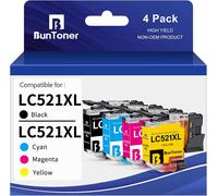 Buntoner Lc521 Compatible Avec Brother Lc521 Pour Brother Dcp-J1260W J1310Dw J1313Dw J1360Dw J1460Dw (Lot De 4)