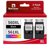 BunToner PG-560XL CL-561XL Cartouches Compatibles avec Les Cartouches d'impression Canon 560 561 pour Pixma TS5350 TS5351 TS5352 TS5353 TS7450 TS7451 (1 Noir 1 tri-Couleur)