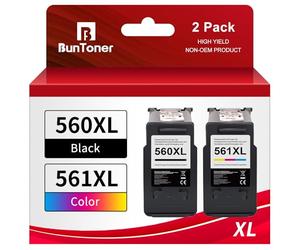 BunToner PG-560XL CL-561XL Cartouches Compatibles avec Les Cartouches d'impression Canon 560 561 pour Pixma TS5350 TS5351 TS5352 TS5353 TS7450 TS7451 (1 Noir 1 tri-Couleur)