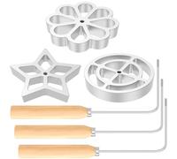 Bunuelos Lot de 3 moules en alliage d'aluminium avec 3 bordures en bois - Moule à rosace non collant - Sans colle - Moules réutilisables Bunuelos Cookie Moules gaufres pour la cuisson de cuisine