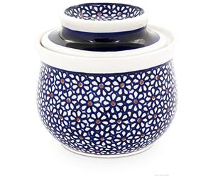 Bunzlauer Keramik Beurrier avec refroidissement à eau pour 175 g de beurre - Beurrier français - Conserver le beurre sans refroidissement (décor 120)