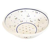 Bunzlauer Passoire de cuisine originale en céramique Ø 25,3 cm - Passoire pour laver les fruits et légumes - Passoire pour pâtes - Passoire ronde avec pied au décor 111