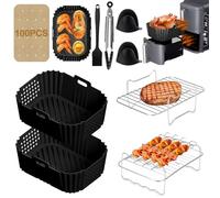 BUOAZR Moule Silicone Air Fryer pour Ninja Double Stack SL400EU, Silicone Accessoires Air Fryer pour Foodi Max Dual Zone 9.5l AF400EU, AF300EU 7.5L, Réutilisable, XL Friteuse Sans Huile