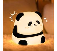 BUOAZR Panda Veilleuse Enfant, Lampe en Silicone avec Lumière Chaude Dimmable Progressive & Lumière de 7 Couleurs, 1200 mAh Rechargeable Veilleuse BéBé, Fonction Minuterie, Lampe de Chevet Pour Enfant