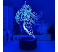 BUOE - Genshin Impact Raiden Shogun - Lampe LED - Pour chambre d'enfant, décoration, cadeau d'anniversaire, veilleuse, télécommande pour les personnages de jeu
