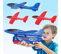 Buoeuik Avion Polystyrene Planeur avec Pistolet Catapulte, Avion Mousse Jouet Enfant Garçon Fille 3 4 5 6 7 8 9 10 11 12 Ans Jeux Volant Extérieur Jardin Interactif Cadeau Noël Anniversaire