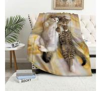 Buohwiwe Couverture Chat 3D Plaid Polaire 180x220 Animaux Mignons Doux Microfibre Couverture en Flanelle Chaton Couvertures et Plaids Chaud pour lit Jeté de Canapé m7845