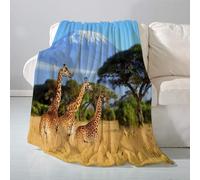 Buohwiwe Couverture Girafe 3D Plaid Polaire 150x200 Animal Doux Microfibre Couverture en Flanelle Paysage Africain Couvertures et Plaids Chaud pour lit Jeté de Canapé m500