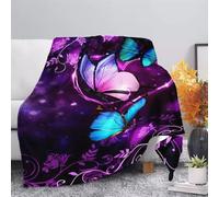 Buohwiwe Couverture Papillon 3D Plaid Polaire 100x150 Violet Doux Microfibre Couverture en Flanelle Fleur Couvertures et Plaids Chaud pour lit Jeté de Canapé 7666y