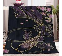 Buohwiwe Couverture Style Japonais 3D Plaid Polaire 220x240 Chinois Asiatique Doux Microfibre Couverture en Flanelle Poisson Koï Couvertures et Plaids Chaud pour lit Jeté de Canapé 4087m