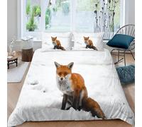 Buohwiwe Housse de Couette 135x200 Enfant Renard Sauvage Parure de lit Hiver Animal Imprimé 3D Réversible Set de Housse Couette 1 Personne Microfibre Doux avec Taie d'oreiller a/1870