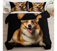 Buohwiwe Housse de Couette 140x200 Enfant Chien Mignon Parure de lit Corgi Imprimé 3D Réversible Set de Housse Couette 1 Personne Microfibre Doux avec Taies d'oreiller a.6148